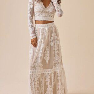 Altar'd State Arissa Embroidered Top & Bottom Skirt- New